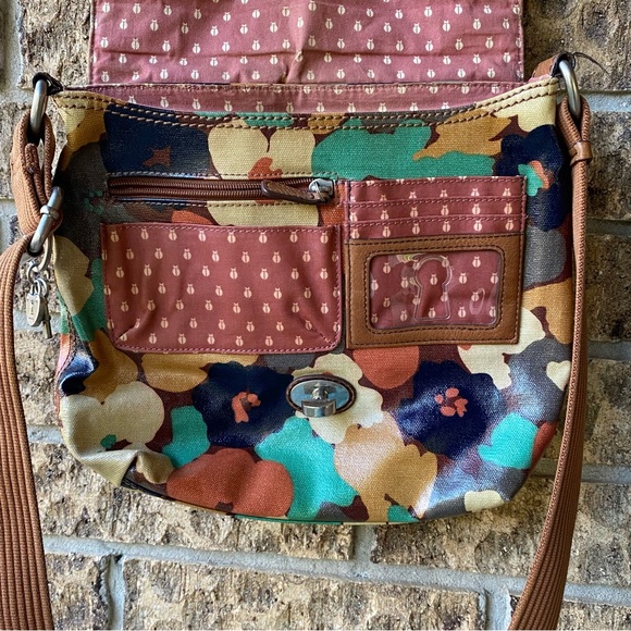 Fossil Key Per Crossbody Bag Purse Coated Canvas Fall Floral Flower Shoulder Bag - Picture 7 of 10